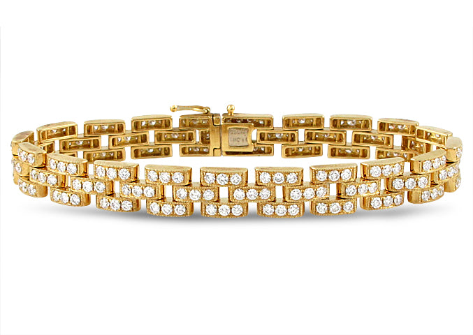 4 70ctw Pave Diamond Link Bracelet In 18k Yellow Gold Haniken