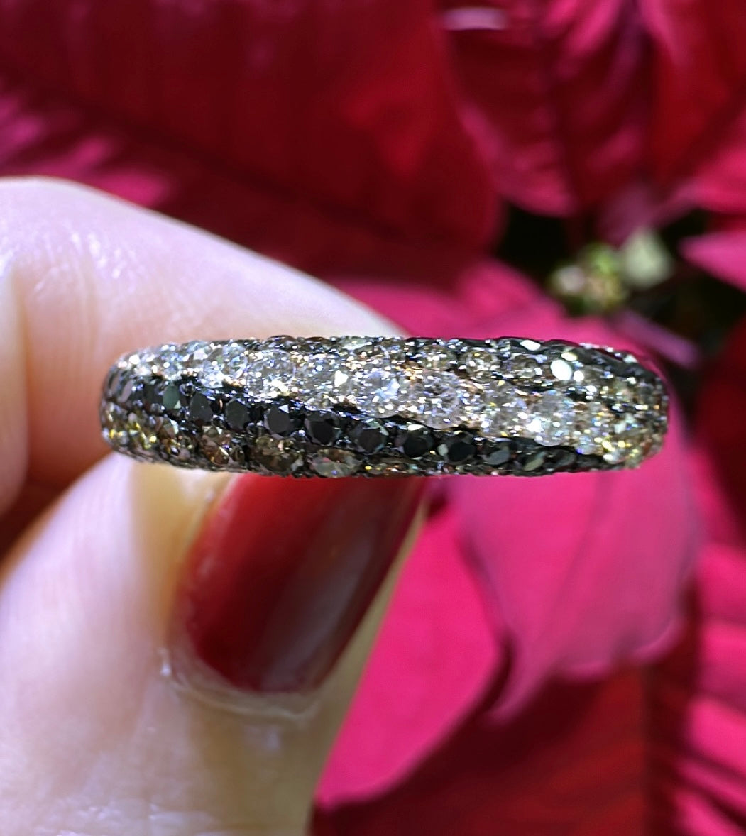 1.25ct tw Champagne and Black Diamond Fancy Color Band Ring