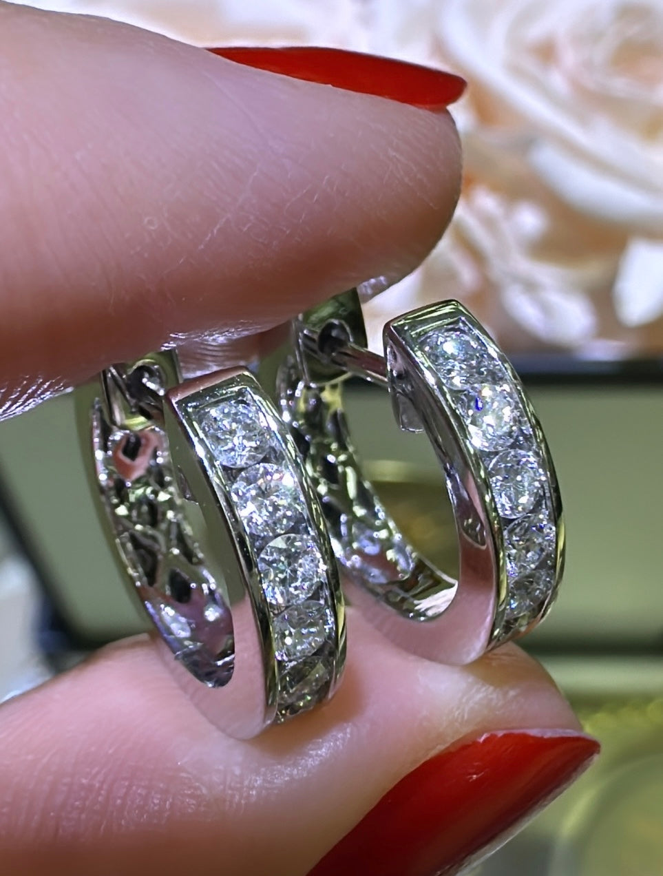 Diamond 0.47carat Hoop Huggie Earrings