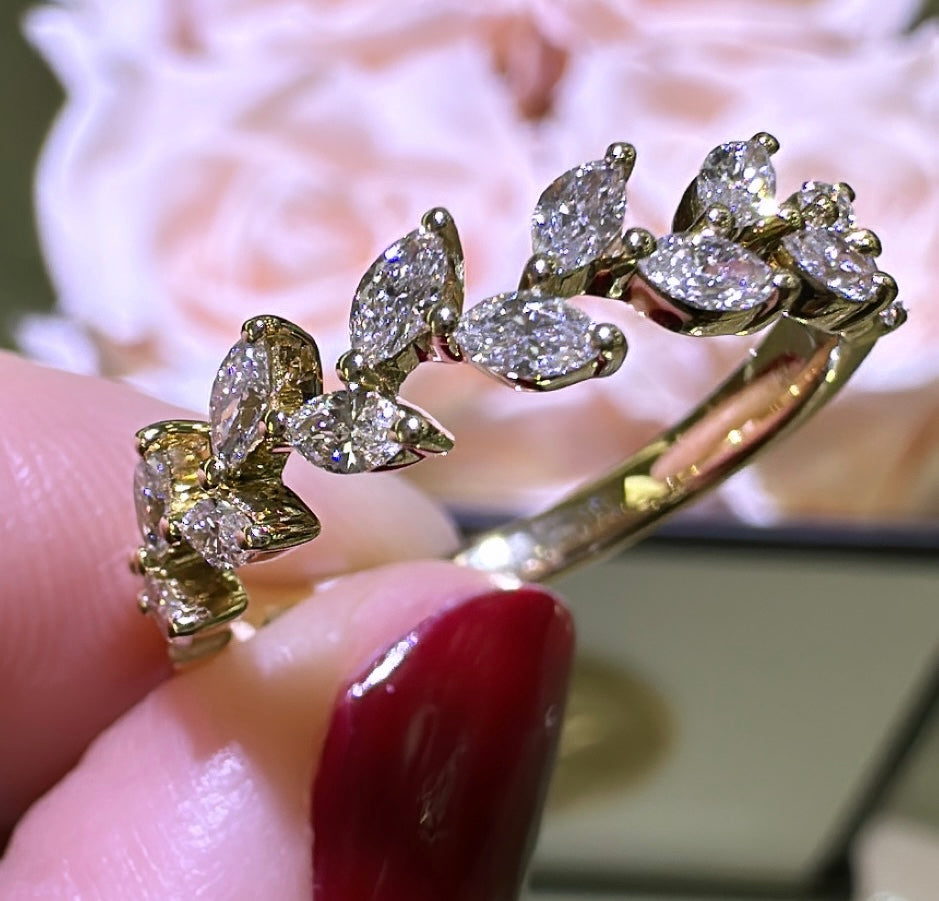 0.53ct tw Marquise Diamond Branch Of Leaves Ring