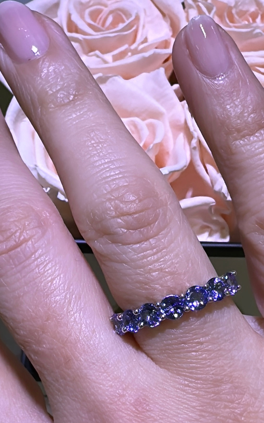 Tanzanite 1.49ct tw Round Brilliant-cut Halfway Eternity Ring