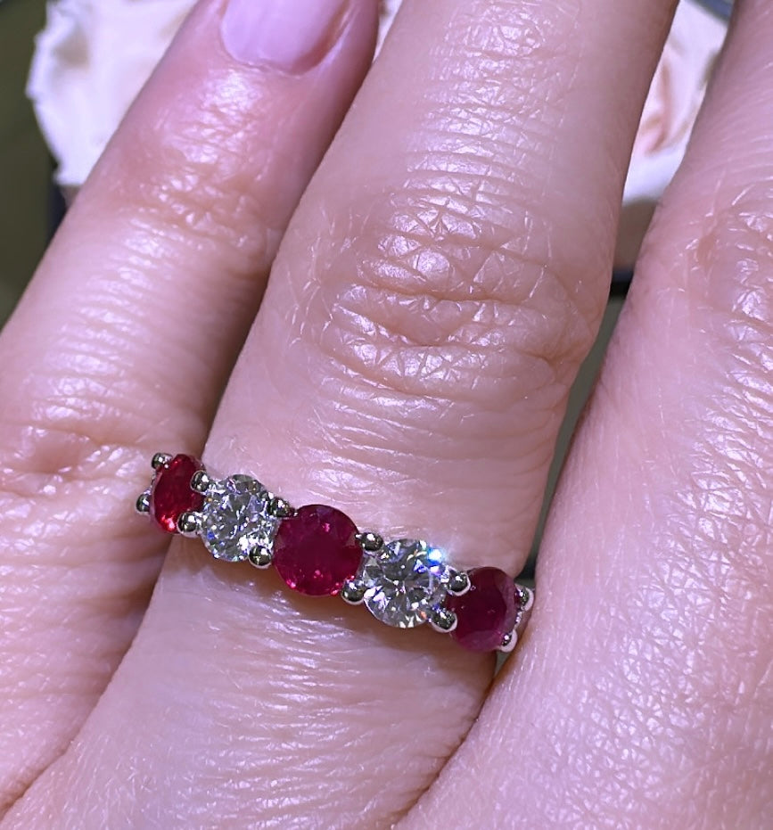 1.56ct tw Ruby & Diamond Alternating Ring