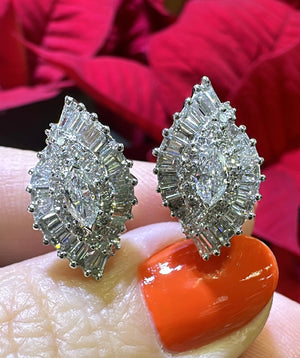 2.24ct t.w. Marquise & Baguette Shape Diamond Fancy Earrings