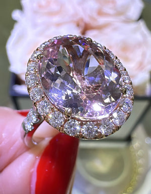 Diamond & Morganite 6.58carat Cocktail Ring