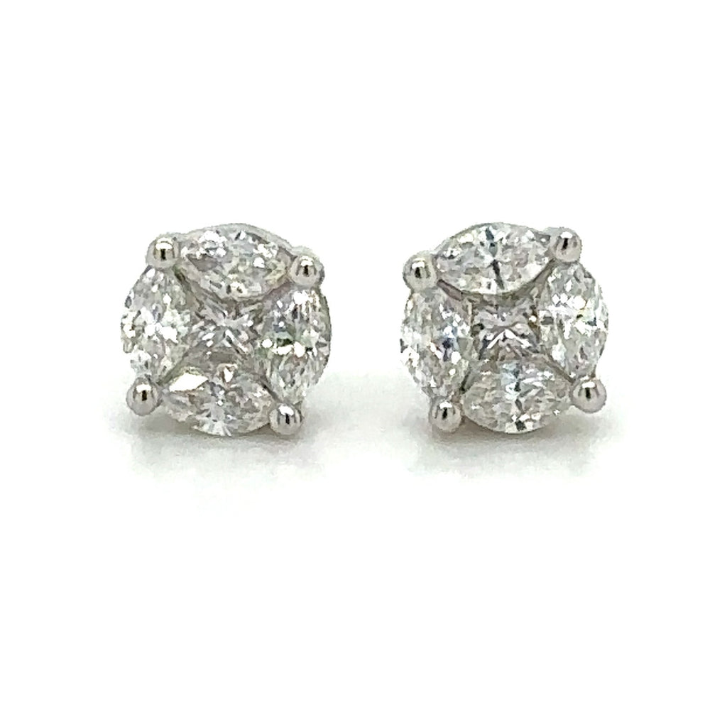 Invisible set Diamond Stud Earrings 0.45ct tw