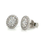 Oval Shape Cluster Diamond Stud Earrings 0.70ct tw