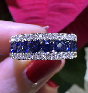 2.29ct tw Diamond and Blue Sapphire Band Ring