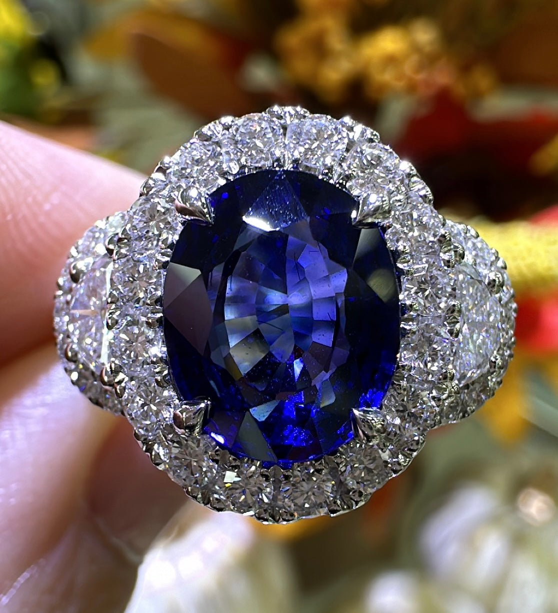 4.74ct tw Royal Blue Sapphire & Diamond Ring