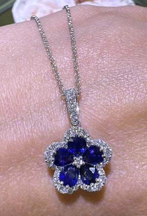 2.61ct tw Royal Blue Sapphire and Diamond Pendant Necklace