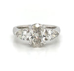 3.14carat Oval Brilliant Cut with side Pear-cuts Engagement Ring