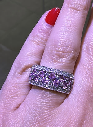 Pink Sapphire And Diamond Ring