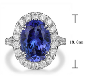 GIA Certified 7.60ct tw Oval Cut Tanzanite and Diamond Ring