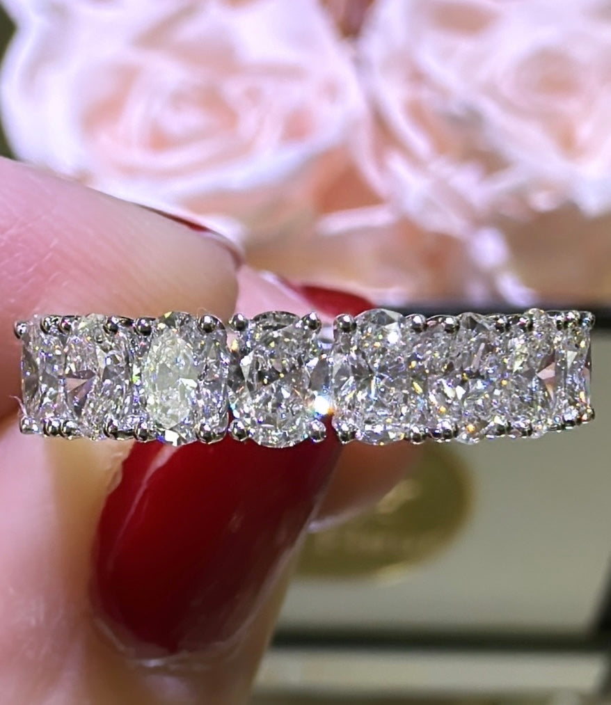 1.31ct t.w. Eight Oval-cut Diamonds Half Eternity Ring