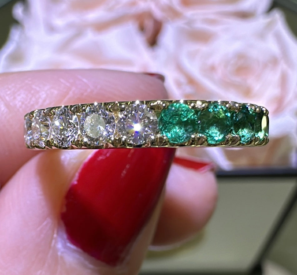 1.99carat Round- Cut Emerald & Diamond Ring