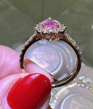 0.84ct tw Pear-shape Pink Sapphire & Diamond Ring