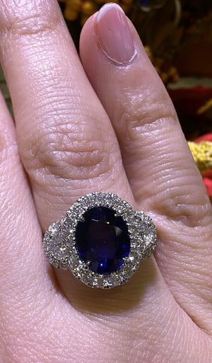 4.74ct tw Royal Blue Sapphire & Diamond Ring