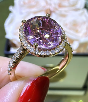 5.39carat Kunzit & Diamond Cocktail Ring