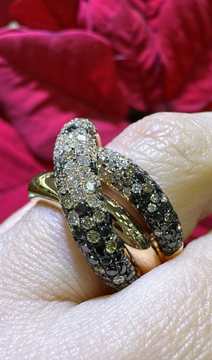 2.72ct tw Champagne and Black Diamond Fancy Color Cocktail Ring