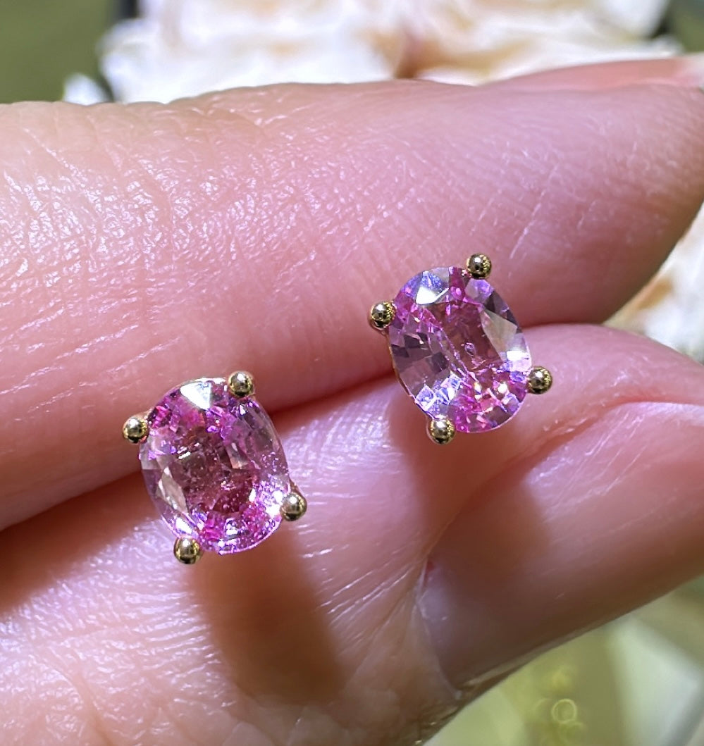 0.73ct tw Pink Sapphire Oval Stud Earring