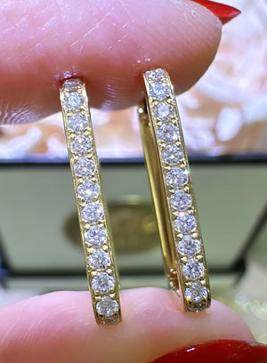 0.37carat Diamond Pave Square Huggie Hoop Earrings