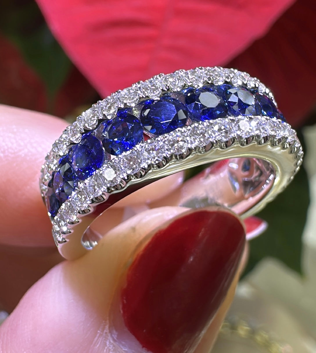 2.29ct tw Diamond and Blue Sapphire Band Ring