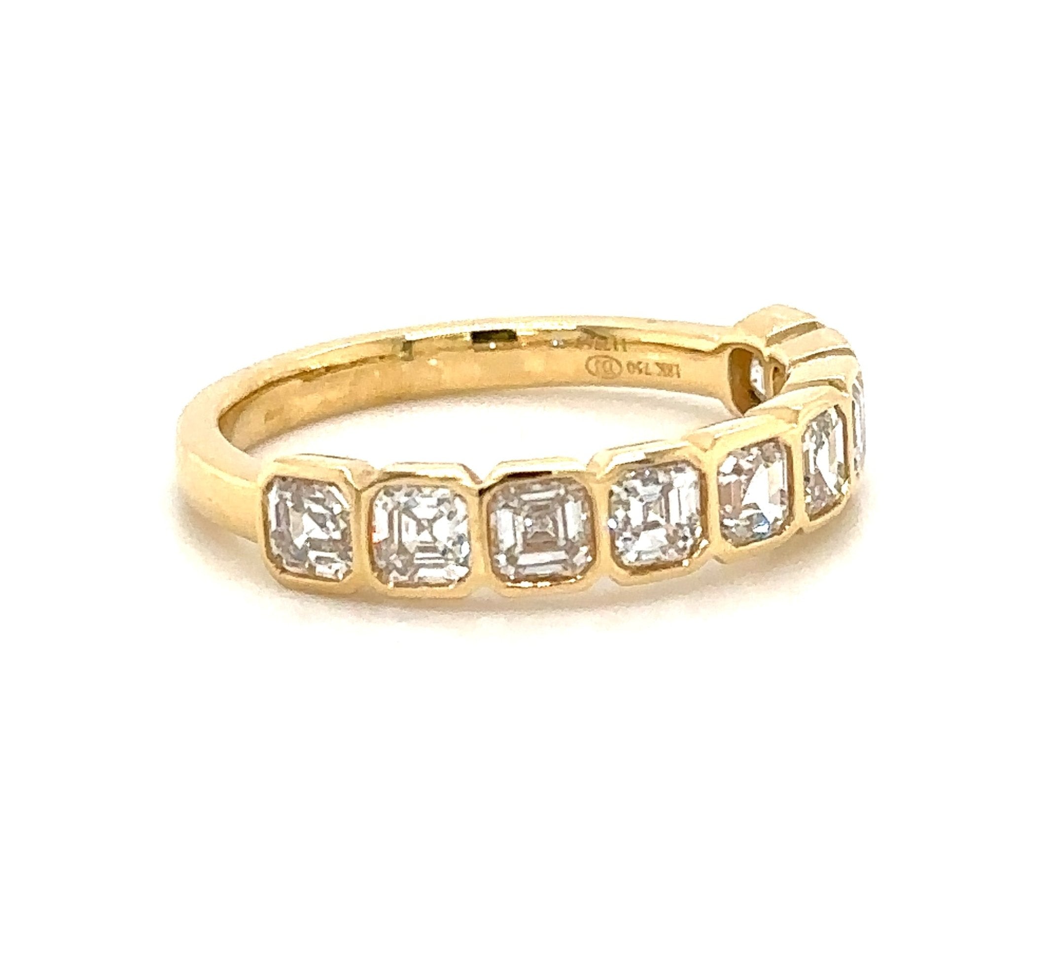 1.70ct tw Asscher Cut Diamond Bezel Set Half Eternity Band Ring