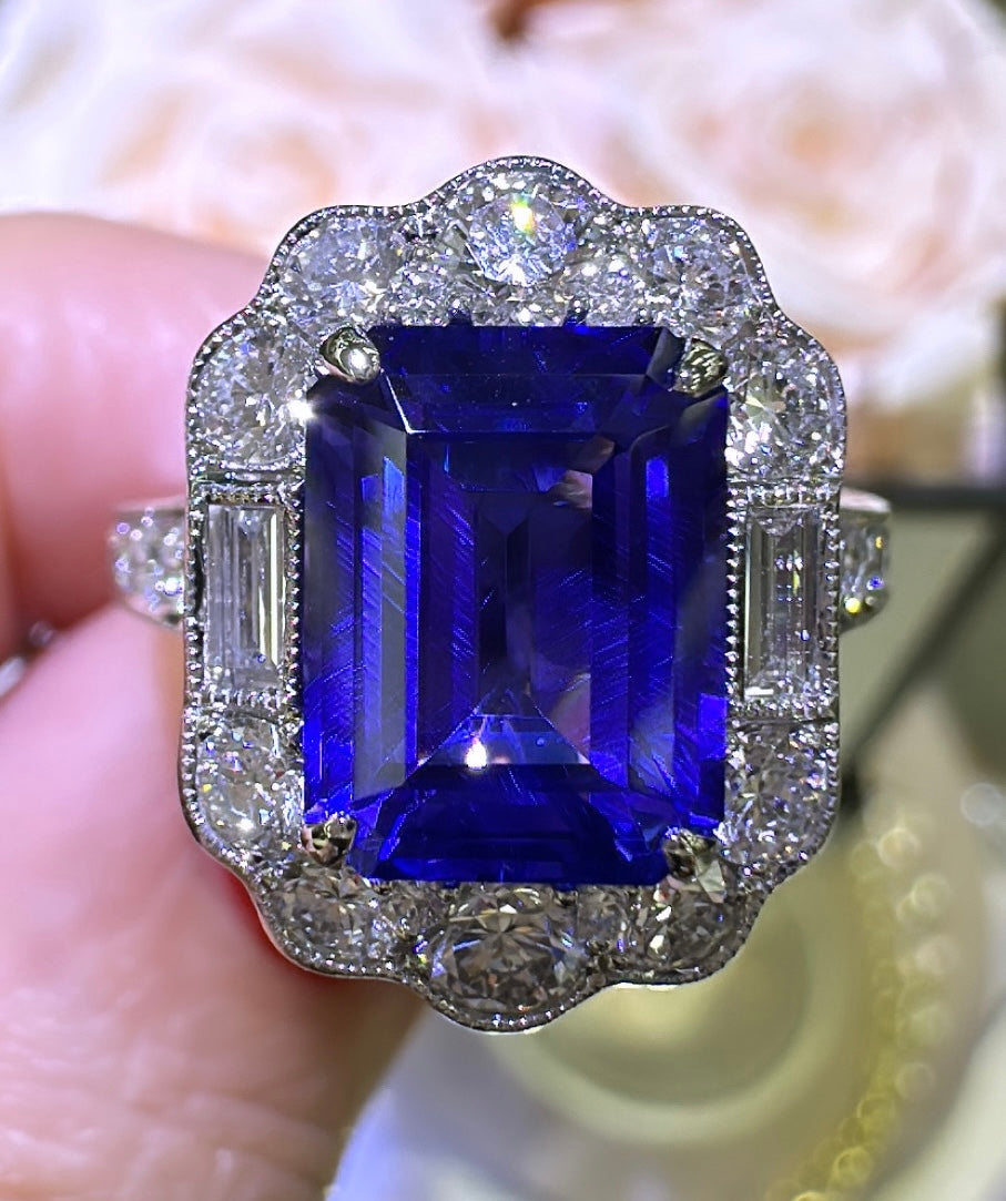 Tanzanite 5.01carat Diamond Statement Cocktail Ring