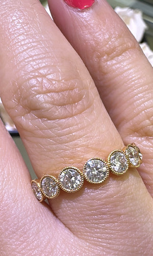 1.29carat Diamond Bezel Set with Milgrain Eternity Band Ring