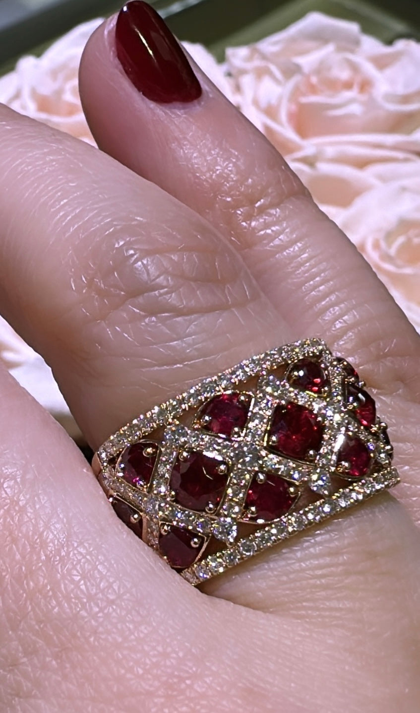 2.91carat Ruby and White Diamond Cocktail Ring