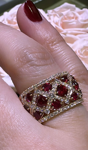 2.91carat Ruby and White Diamond Cocktail Ring