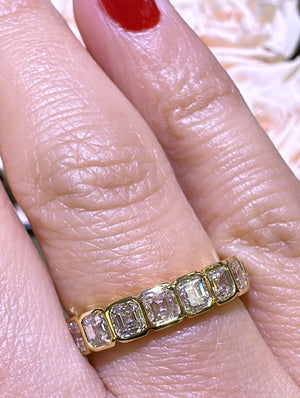 1.70ct tw Asscher Cut Diamond Bezel Set Half Eternity Band Ring