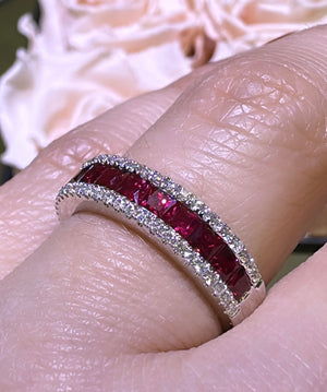 1.52carat Princess-cut Ruby and Diamond Ring