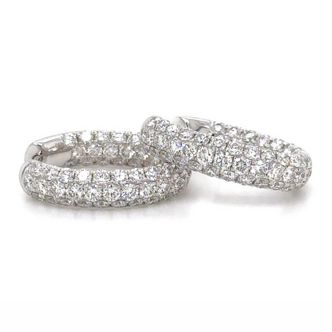 3.06ct tw Pave Diamond Huggie Hoop Earrings