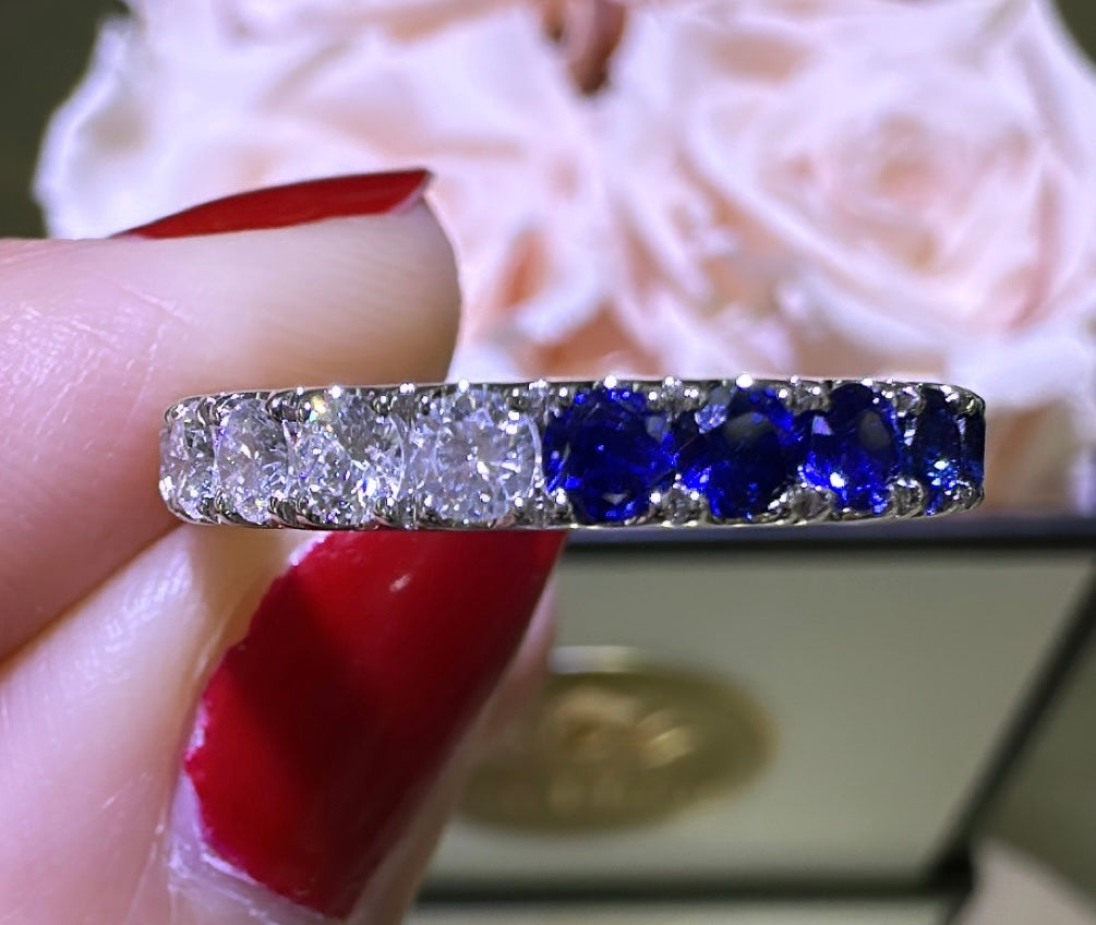 2.09carat Round- Cut Sapphire & Diamond Ring