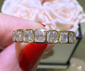 1.70ct tw Asscher Cut Diamond Bezel Set Half Eternity Band Ring