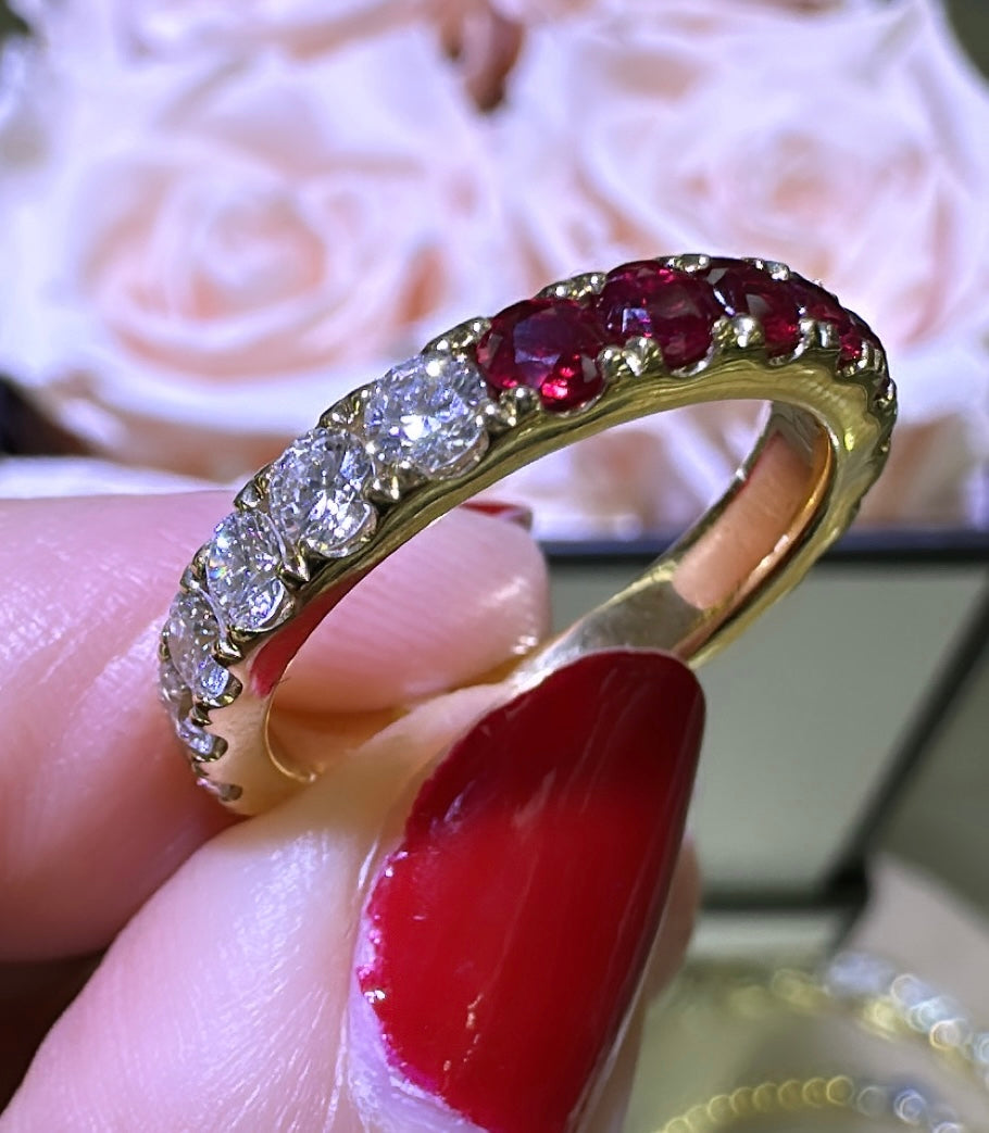 2.10carat Round- Cut Ruby & Diamond Ring