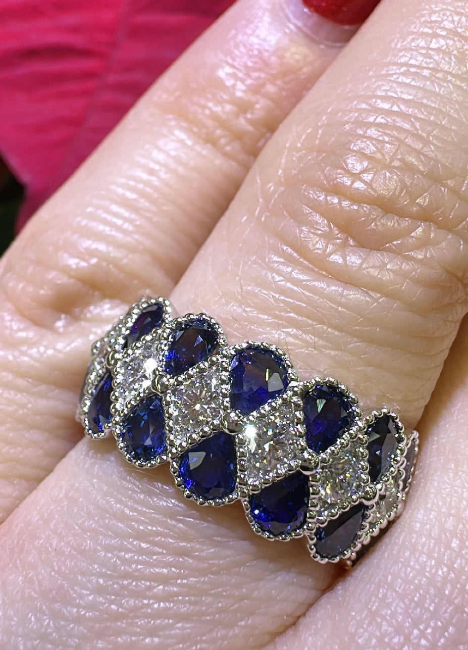 3.03carat Diamond and Blue Sapphire Ring