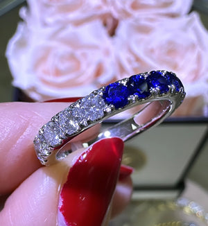 2.09carat Round- Cut Sapphire & Diamond Ring