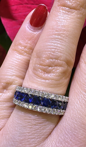 2.29ct tw Diamond and Blue Sapphire Band Ring