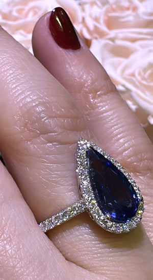 2.76ct tw Diamond Pear Shape Sapphire Ring