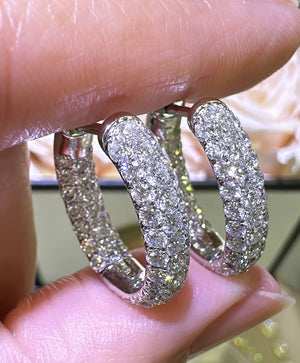 3.06ct tw Pave Diamond Huggie Hoop Earrings