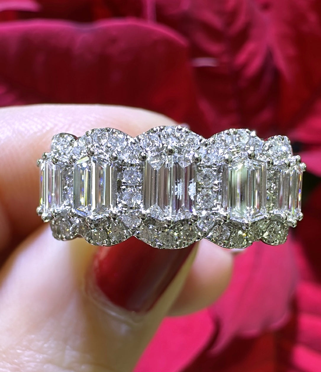 Five Stone 1.28ct tw Baguette-cut Anniversary Wedding Diamond Ring