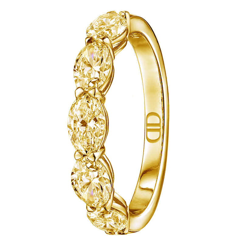 Designer Fancy Intense Yellow Canary 1.08carat Oval-cut Horizontal Half Eternity Diamond Ring