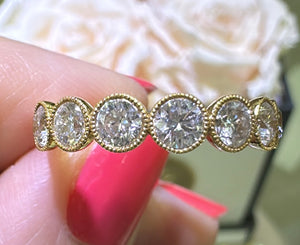 1.29carat Diamond Bezel Set with Milgrain Eternity Band Ring