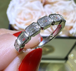 0.85ct tw Emerald Cut Diamond Bezel Set Half Eternity Band