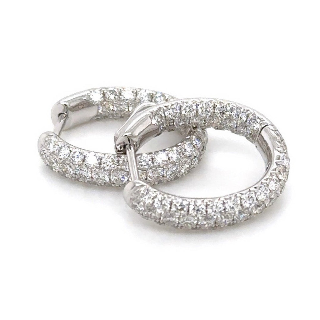 3.06ct tw Pave Diamond Huggie Hoop Earrings