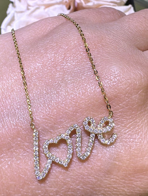 Diamond "LOVE" Pendant Chain Necklace