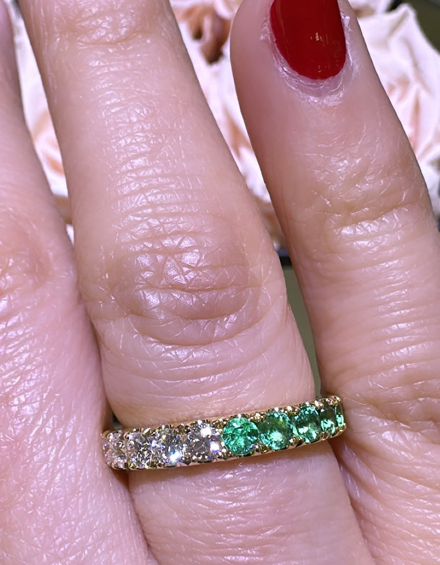 1.99carat Round- Cut Emerald & Diamond Ring