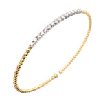 0.51carat Pave Diamond Beaded Gold Open Wrap Bangle Bracelet