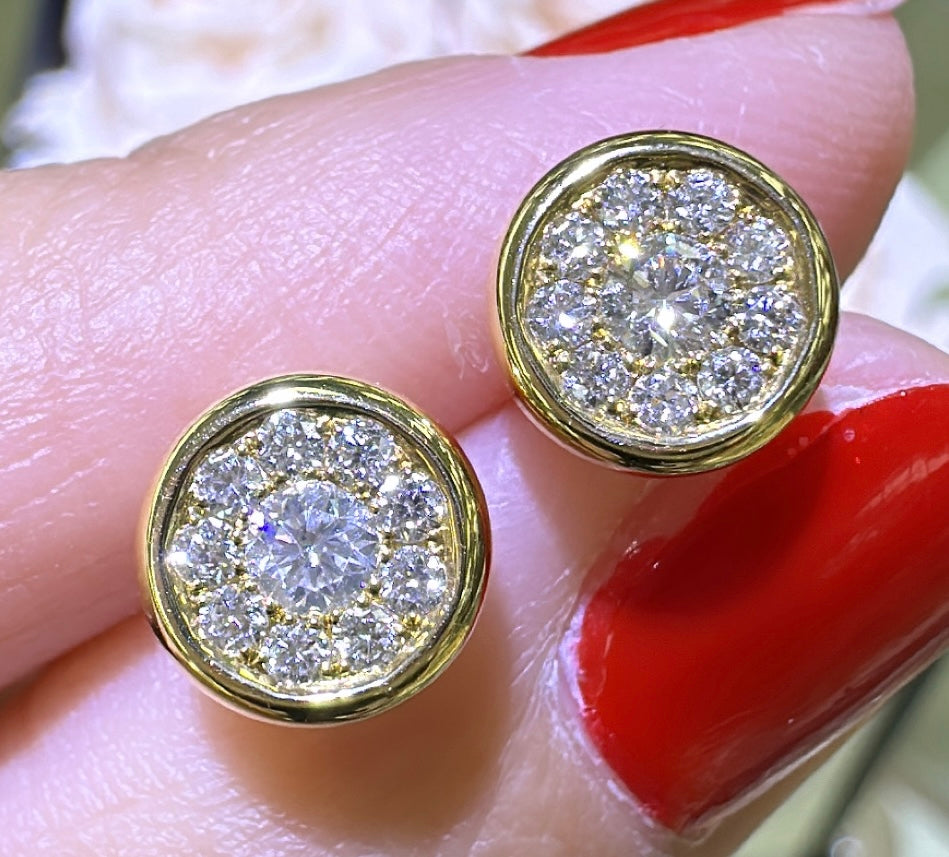 Pave Cluster Diamond Stud Earrings 0.45ct t.w.